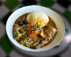 Banku & Okro Soup_(Cow Meat, Wele, Salmon)