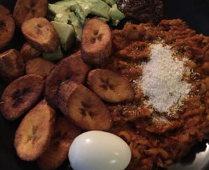 Beans Stew(Gari,Plantain, Egg)