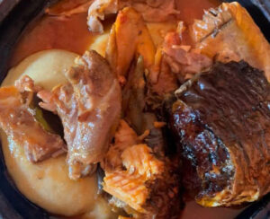Fufu with Local Light Soup(Dried Fish, Mackerel, Herrings)