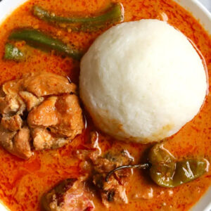 Omotuo With Groundnut Soup (Chicken, Tuna)