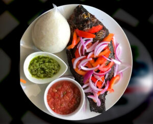 banku with pepper and fried fish